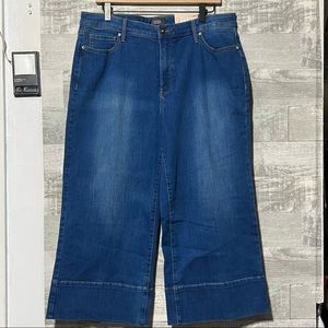 NYDJ Cropped Capri Wide Leg 4in Hem Jeans Womens Plus 14W NWT